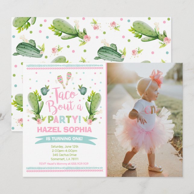 Fiesta Birthday Invitation Taco Bout A Party (Front/Back)