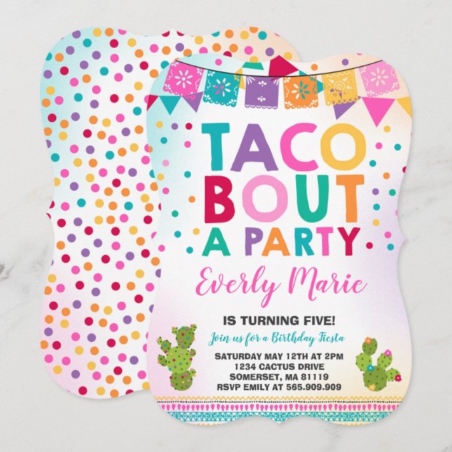 Fiesta Birthday Invitation Taco Bout A Party (Front/Back)
