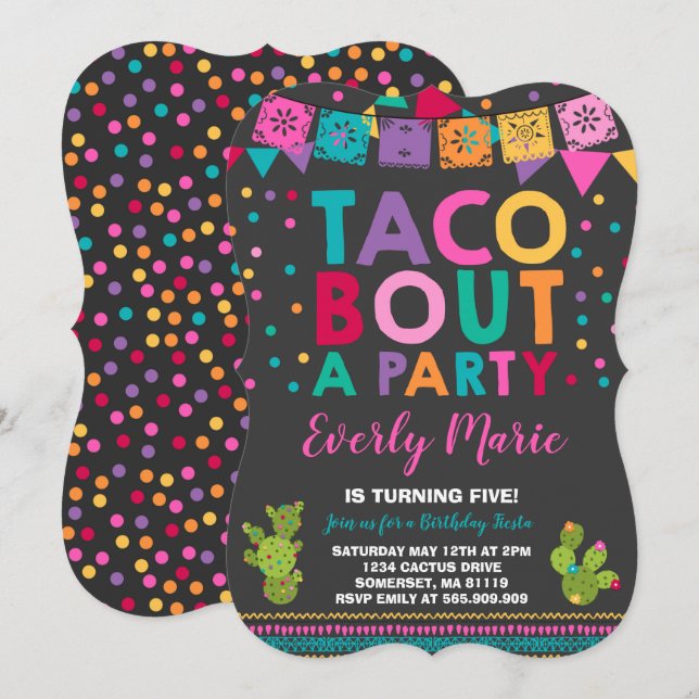 Fiesta Birthday Invitation Taco Bout A Party (Front/Back)