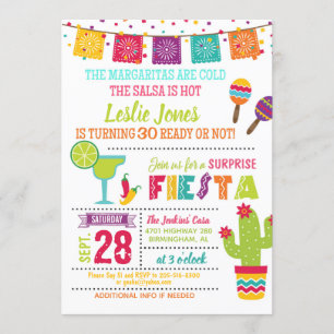 Fiesta Birthday Invitation - White