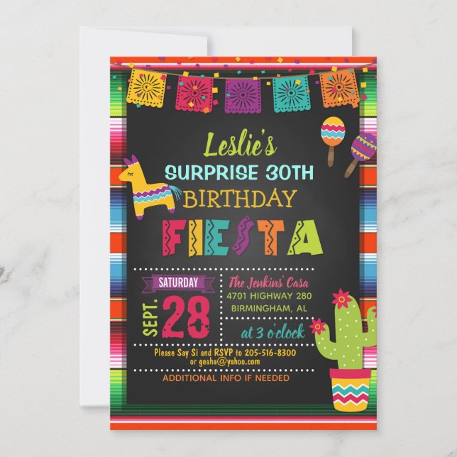 Fiesta Birthday Invitation with Pinata (Front)