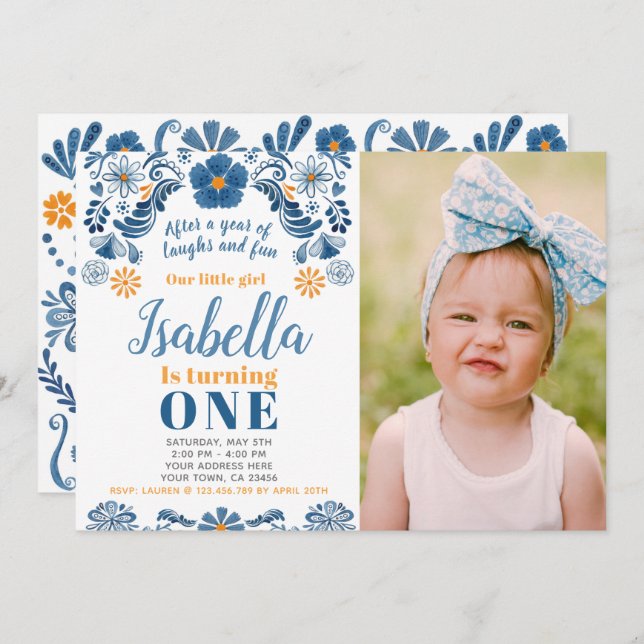 Fiesta Birthday Invitation with your Photo (Front/Back)