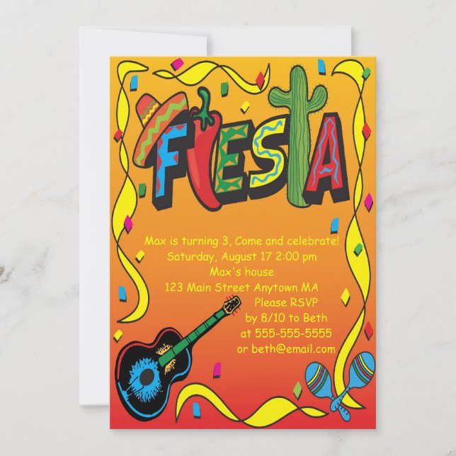 Fiesta Birthday or Party Invitation (Front)