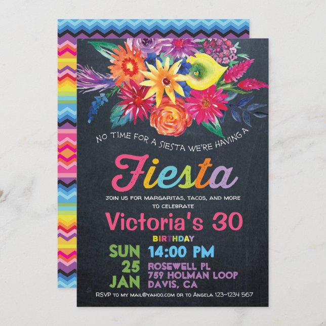 Fiesta BIRTHDAY Party Invitation (Front/Back)