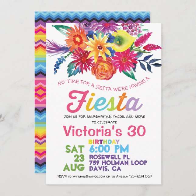 Fiesta BIRTHDAY Party Invitation (Front/Back)