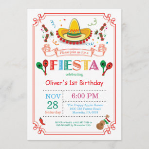 Fiesta Birthday Party Invitation Mexican