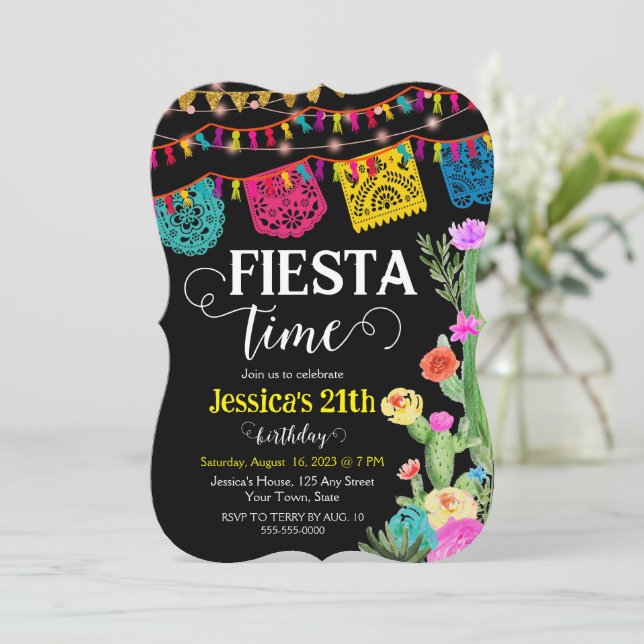 Fiesta Birthday Party Mexican theme Invitation  (Standing Front)
