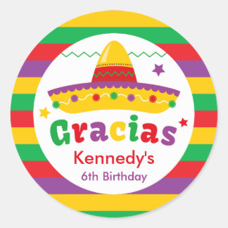 Fiesta Birthday Party Thank You Gracias Sticker