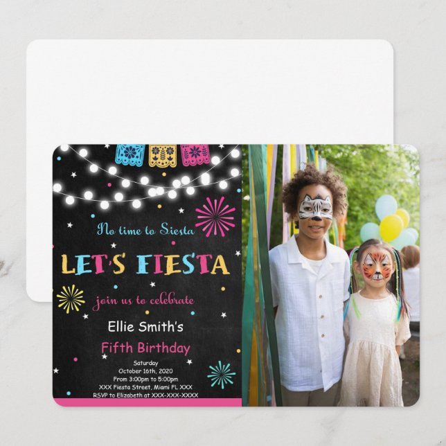Fiesta Birthday Photo Invitation (Front/Back)