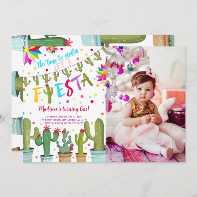 Fiesta Birthday Photo Invitation (Front/Back)