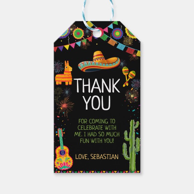 Fiesta Birthday Thank You Gift Tags (Front)