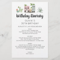 Fiesta Birthday Weekend Itinerary Card