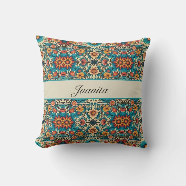 Fiesta Blooms, customisable Cushion (Front)