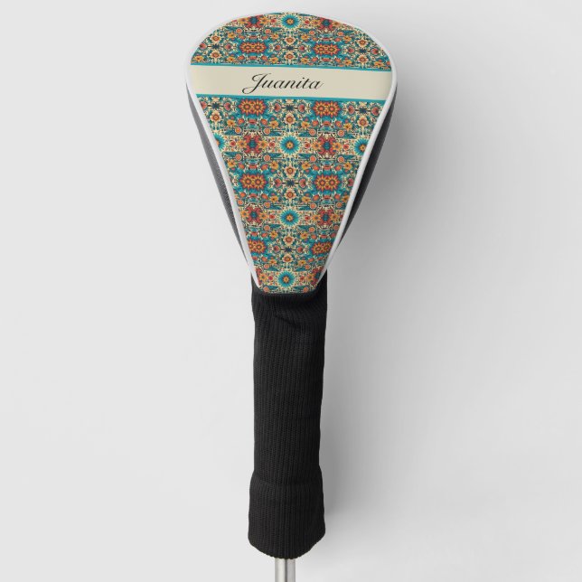 Fiesta Blooms, customisable Golf Head Cover (Front)
