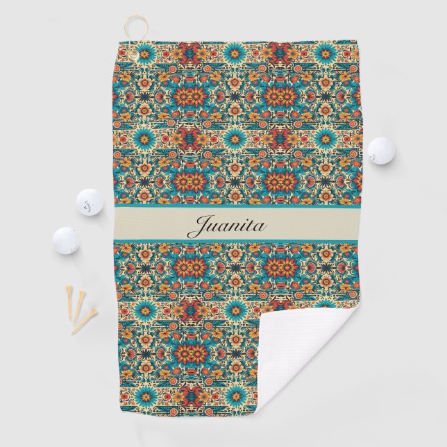 Fiesta Blooms, customisable Golf Towel (InSitu)