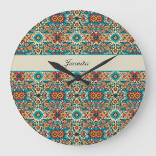 Fiesta Blooms, customisable Large Clock
