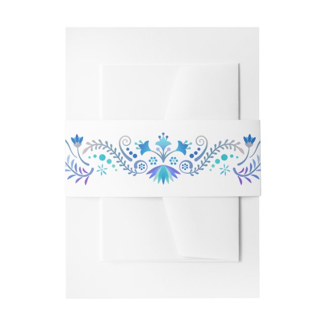 Fiesta Blue Birthday Shower Wedding Invitation Belly Band (Front Example)
