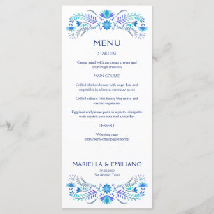 Fiesta Blue Birthday Shower Wedding Menu