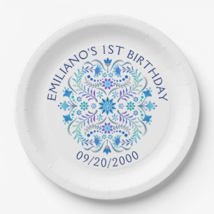 Fiesta Blue Birthday Shower Wedding Paper Plate
