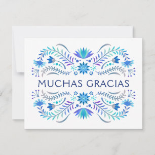 Fiesta Blue Birthday Shower Wedding Thank You Card