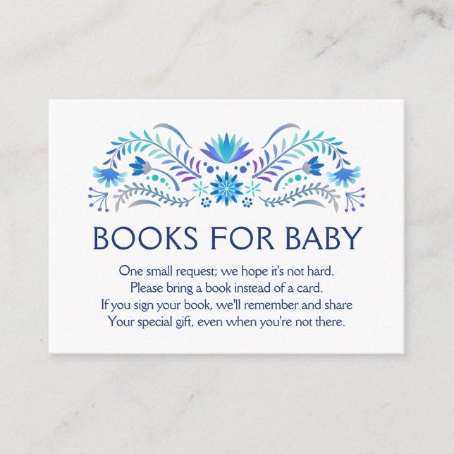 Fiesta Blue Books for Baby Shower Enclosure Card (Front)