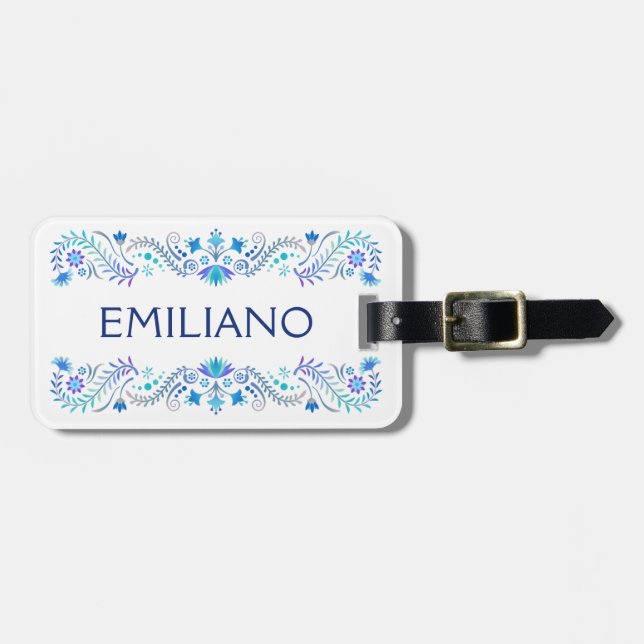 Fiesta Blue Luggage Tag (Front Horizontal)