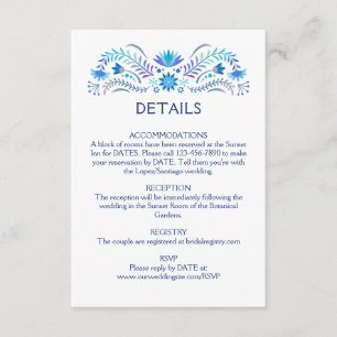 Fiesta Blue Wedding Details Enclosure Card