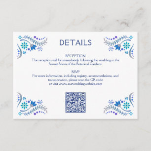 Fiesta Blue Wedding QR Details Enclosure Card