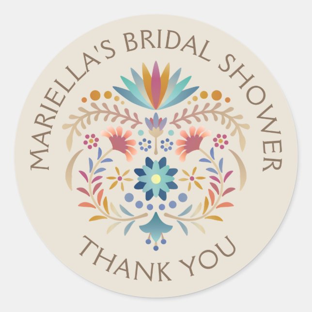 Fiesta Boho Birthday Shower Wedding Classic Round Sticker (Front)