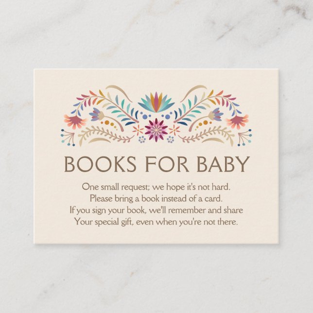Fiesta Boho Books for Baby Shower Enclosure Card (Front)