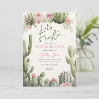 Fiesta Boho cactus , flower Bridal shower Invitation