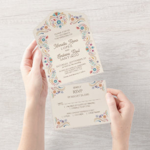 Fiesta Boho Wedding All In One Invitation