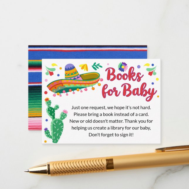 Fiesta Book Request Card – Cactus Baby Shower Inse (Front/Back In Situ)