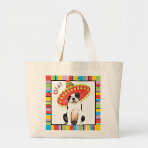 Fiesta Boston Terrier Large Tote Bag