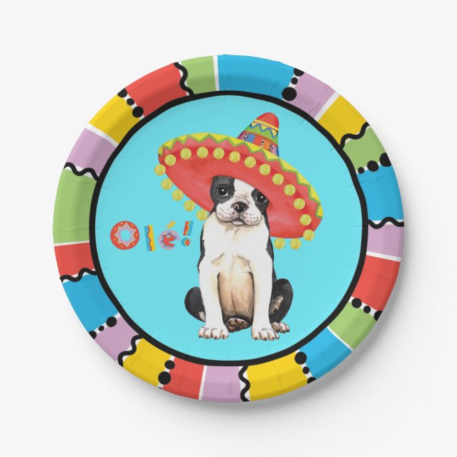 Fiesta Boston Terrier Paper Plate (Front)