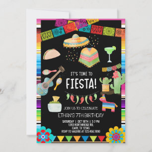 Fiesta boy birthday invitation, boy fiesta any age invitation