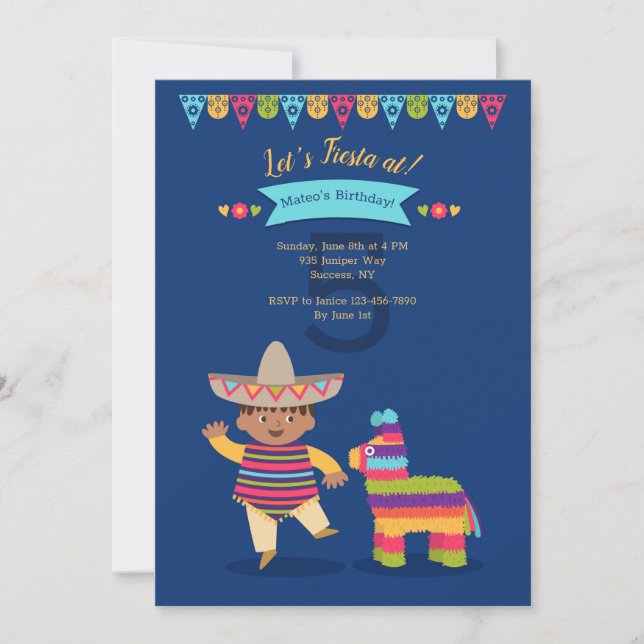 Fiesta Boy Birthday Party Invitation (Front)
