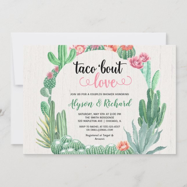 Fiesta bridal couples shower, Taco bout love Invitation (Front)
