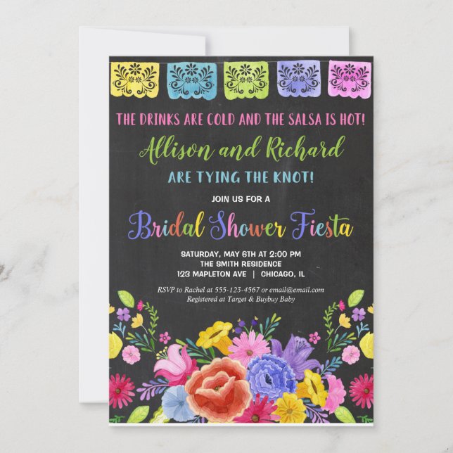 Fiesta bridal shower couples coed invitation (Front)