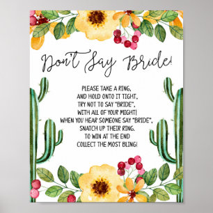 Fiesta Bridal Shower Don't Say Bride Game Sign