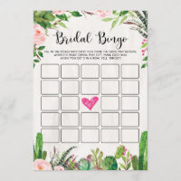 Fiesta Bridal Shower Game Cactus Pink Floral Card