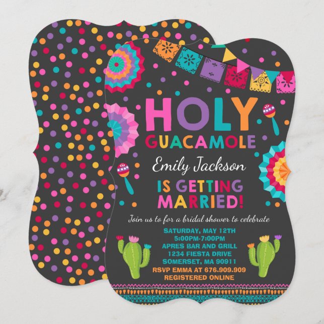 Fiesta Bridal Shower Invitation Holy Guacamole (Front/Back)