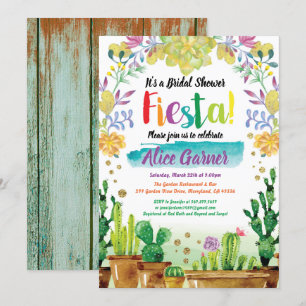 Fiesta bridal shower invitation with cactus