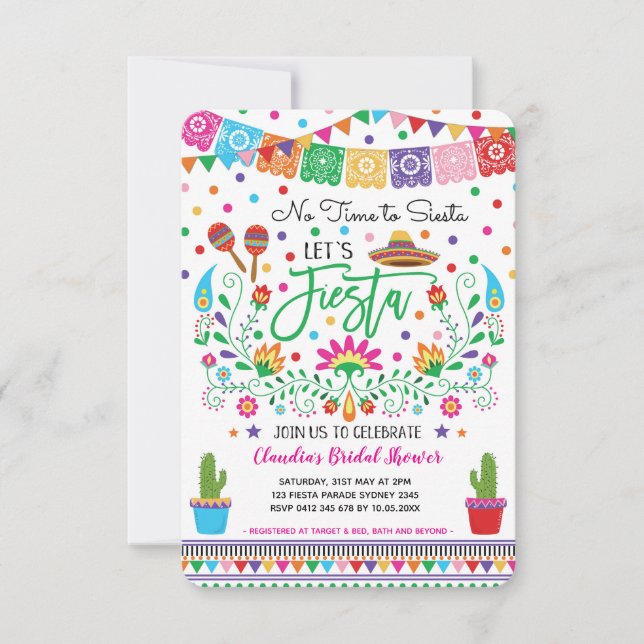 Fiesta Bridal Shower / No Time for Siesta Mexican Invitation (Front)