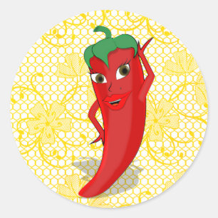 Fiesta Bridal Shower With Red Hot Pepper Diva Classic Round Sticker