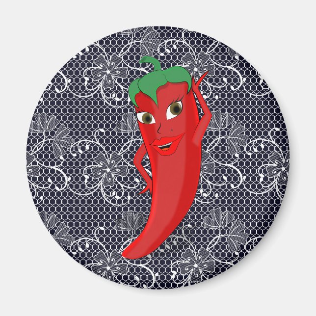 Fiesta Bridal Shower With Red Hot Pepper Diva Magnet (Front)