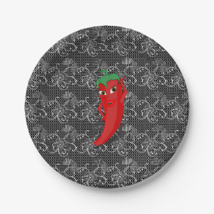 Fiesta Bridal Shower With Red Hot Pepper Diva Paper Plate