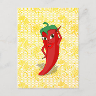 Fiesta Bridal Shower With Red Hot Pepper Diva Postcard