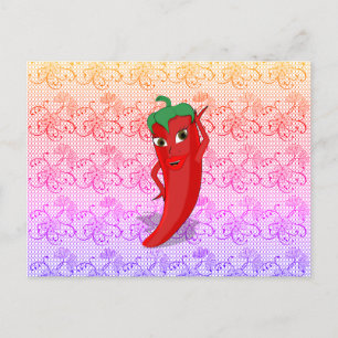 Fiesta Bridal Shower With Red Hot Pepper Diva Postcard
