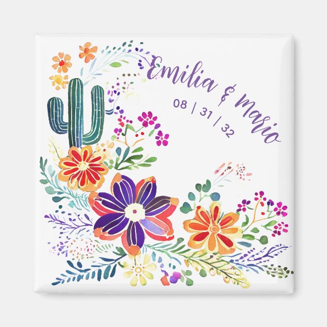 FIESTA Cacti Folkart Flowers Custom Magnet (Front)